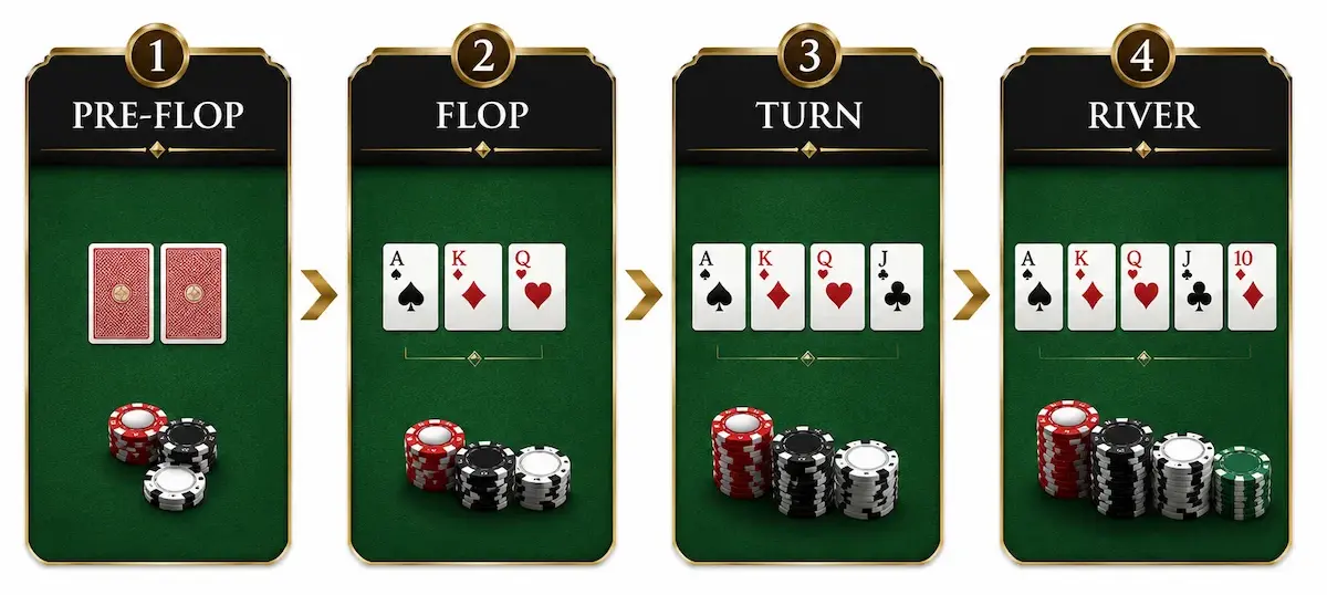 Bốn Vòng Cược - Preflop, Flop, Turn Và River